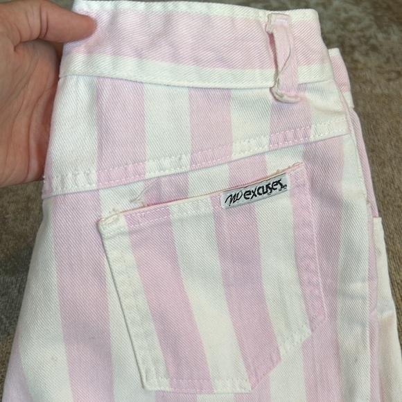 Vertical pink and white striped vintage long shorts/capris by No Excuses - Picture 2 of 6
